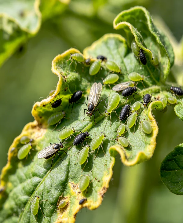 aphids on tomato leaves