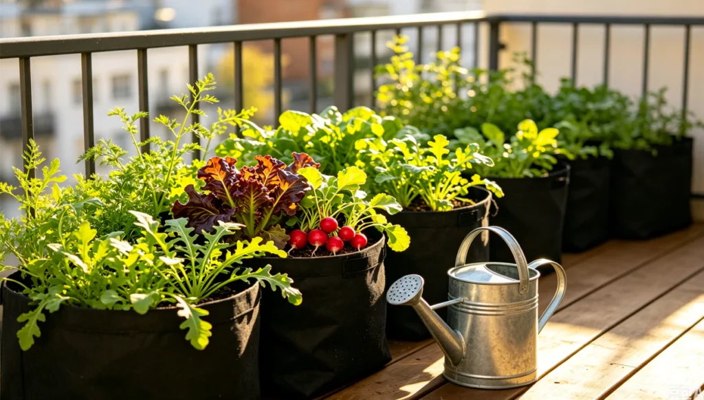 Ultimate Balcony Watering & Light Guide for 5 Fast-Growing Greens