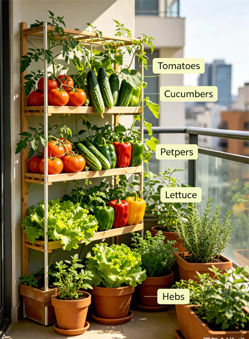 urban gardening balcony vegetables